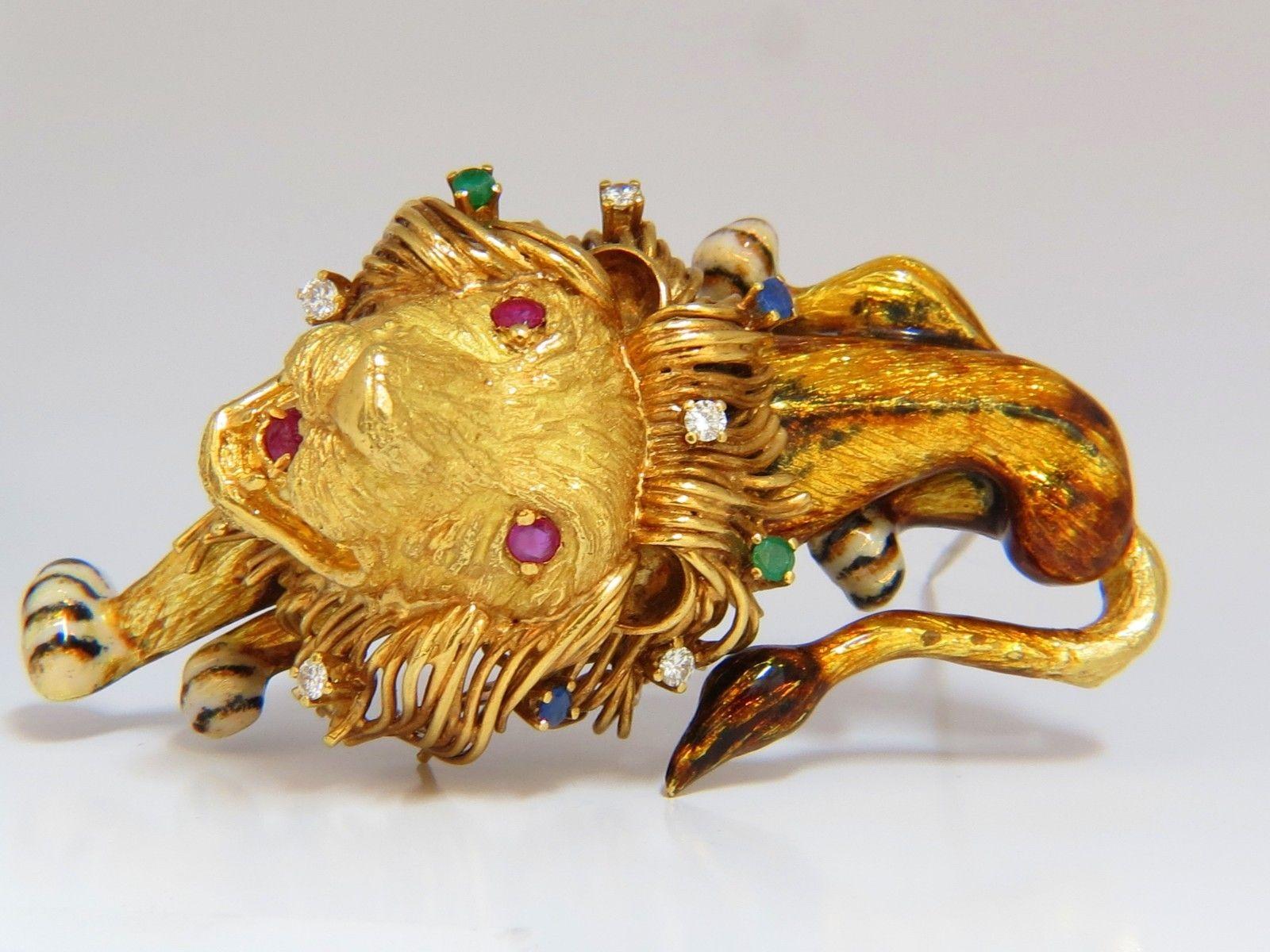.50 Carat Diamonds Royal Lion Monarch Brooch Pin 18 Karat 3D Best 3