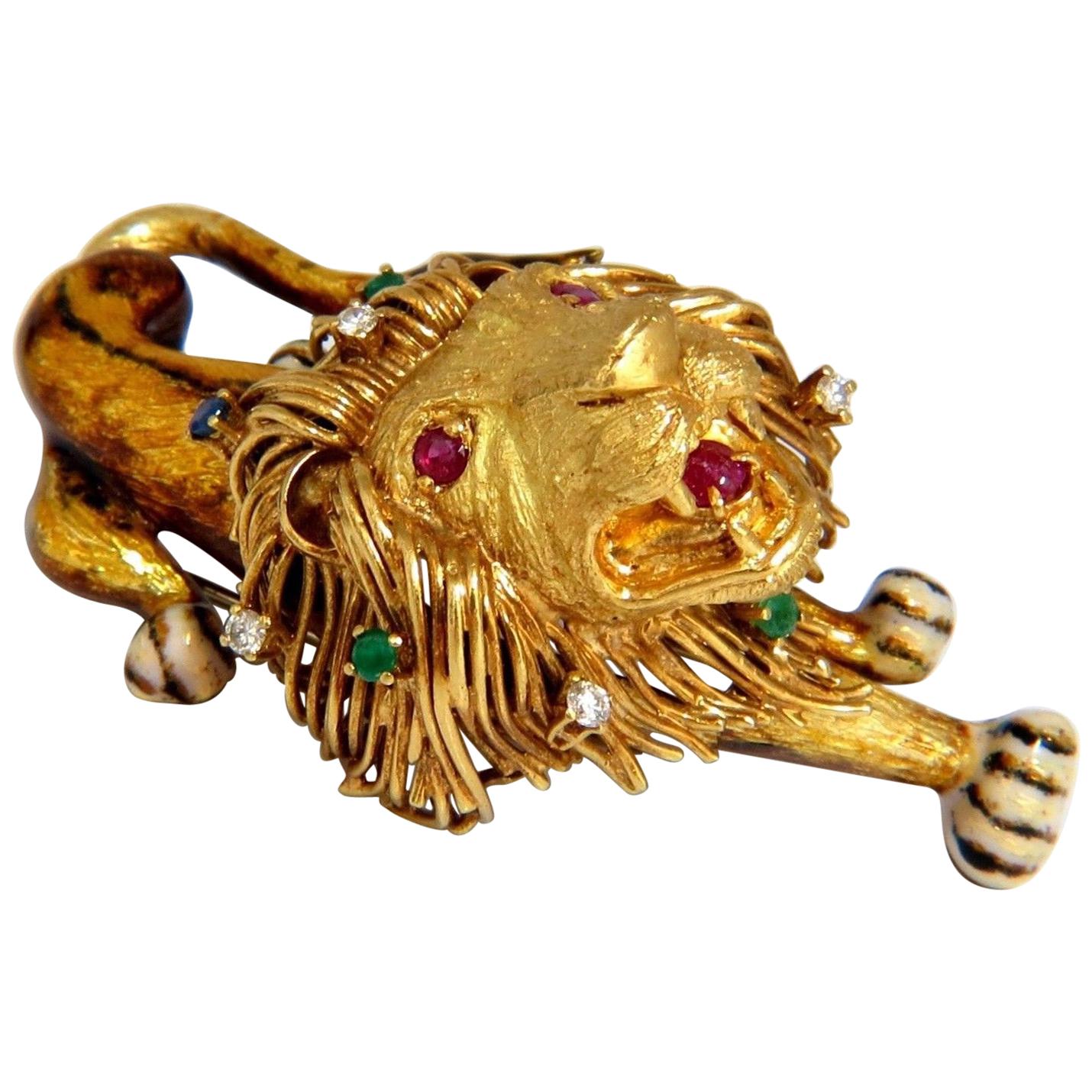 .50 Carat Diamonds Royal Lion Monarch Brooch Pin 18 Karat 3D Best
