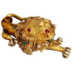 .50 Carat Diamonds Royal Lion Monarch Brooch Pin 18 Karat 3D Best