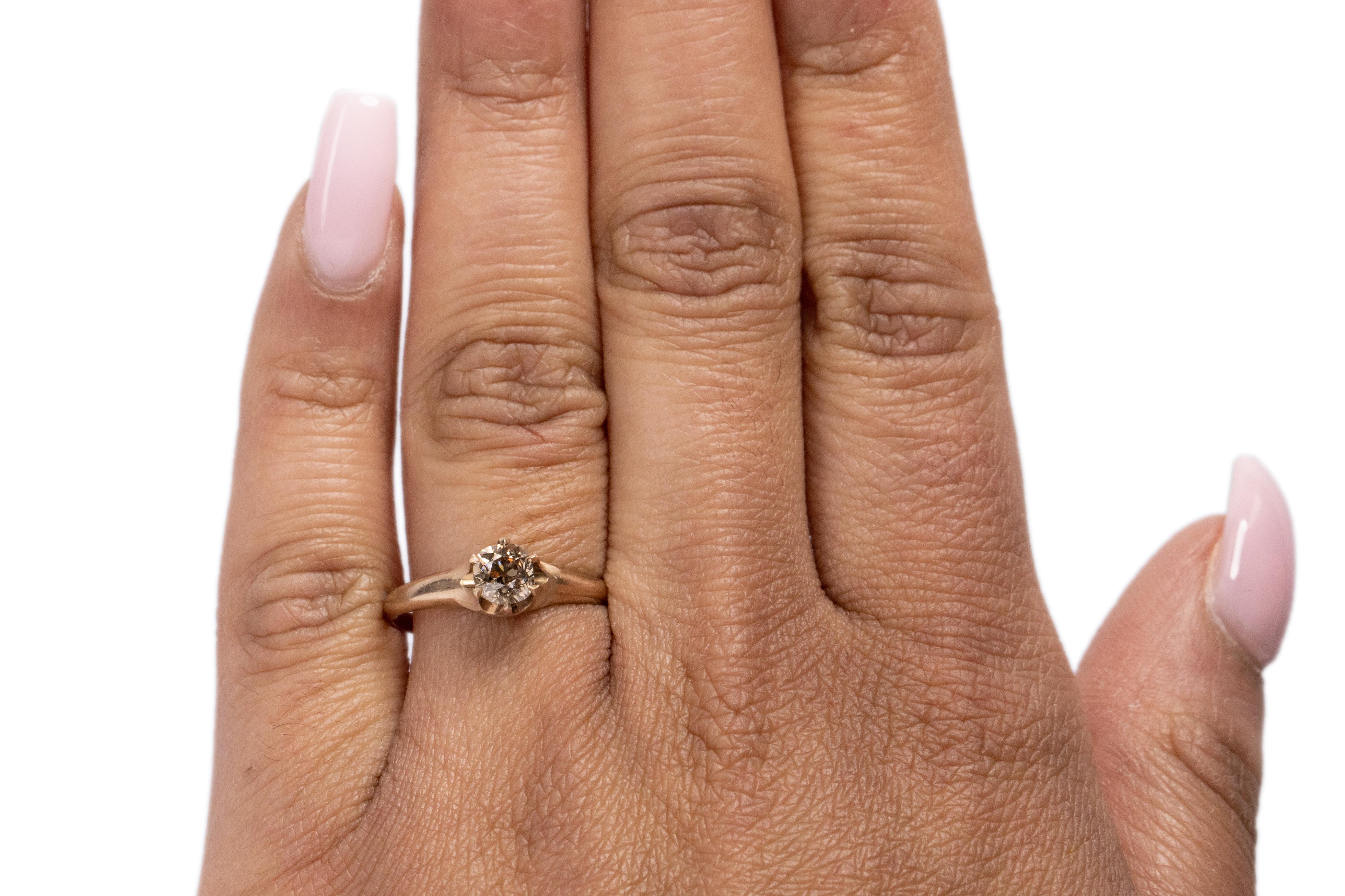 .50 Carat Edwardian Diamond 9 Karat Rose Gold Engagement Ring In Good Condition For Sale In Atlanta, GA