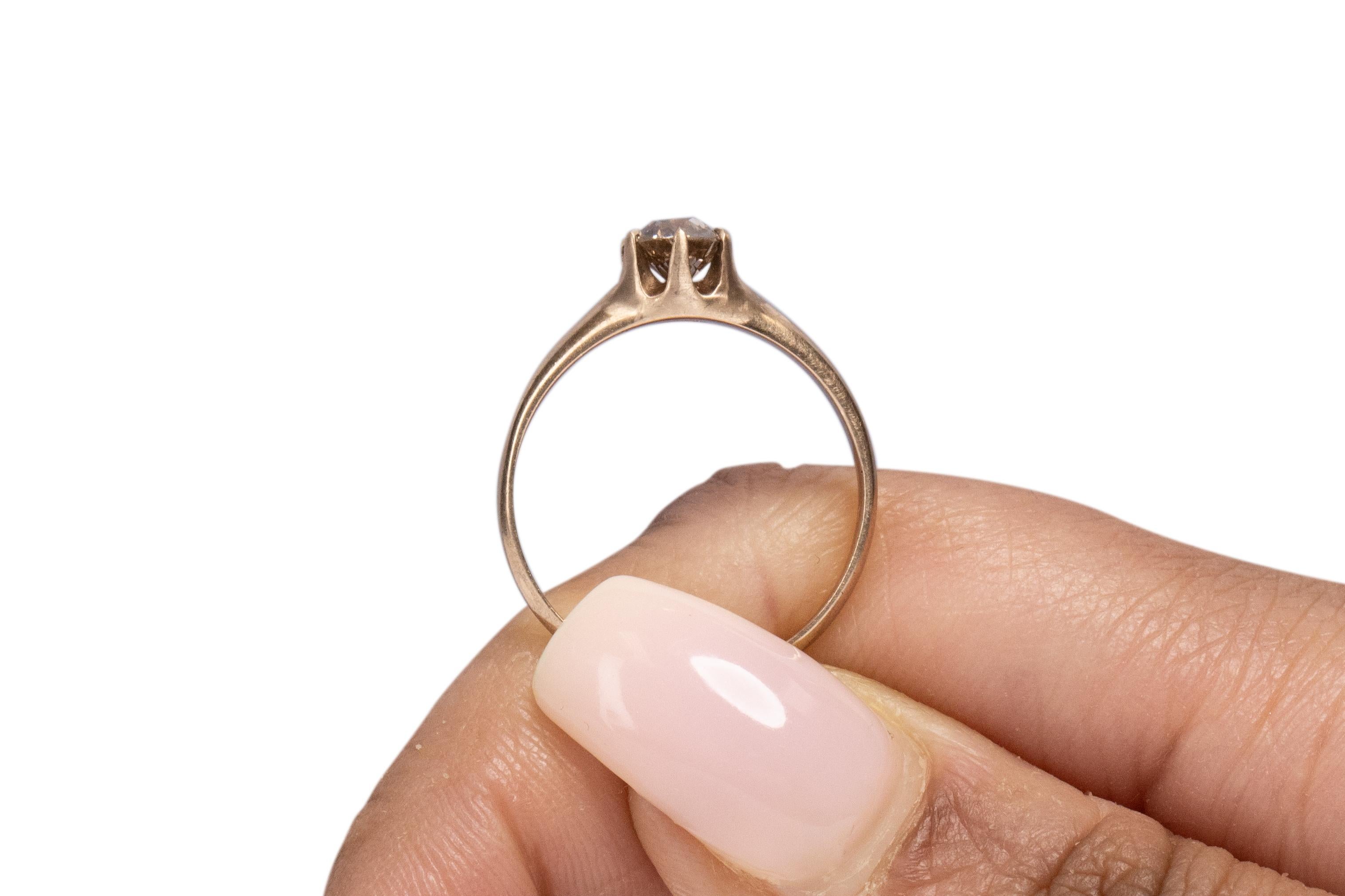 Bague de fiançailles édouardienne en or rose 9 carats avec diamants de 0,50 carat en vente 2