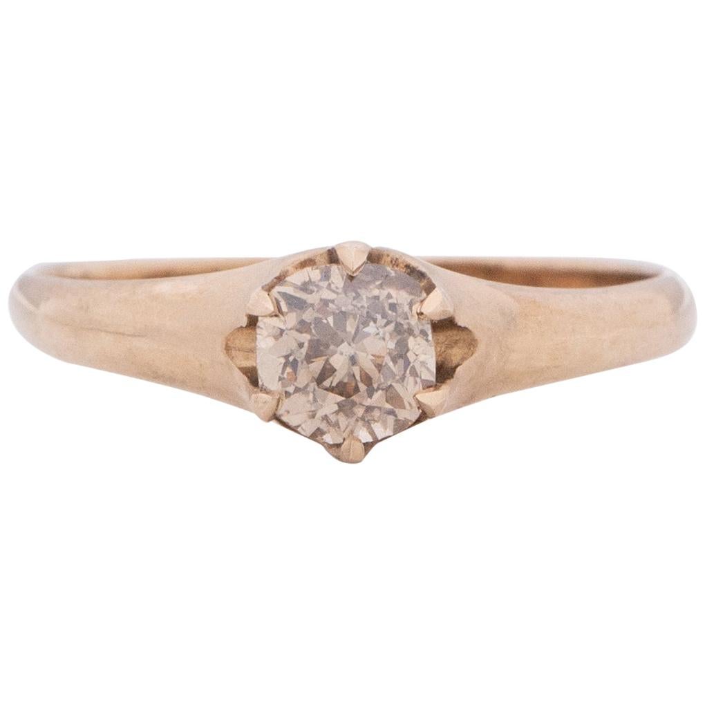 .50 Carat Edwardian Diamond 9 Karat Rose Gold Engagement Ring For Sale