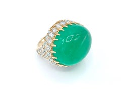 18 Karat Gold 50 Carat Emerald and Diamond Pave Dome Ring