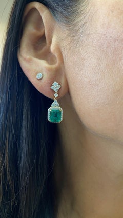 Sunita Nahata GRS Certified Emerald 5.00ct. Earrings in 18KYG with Diamond.