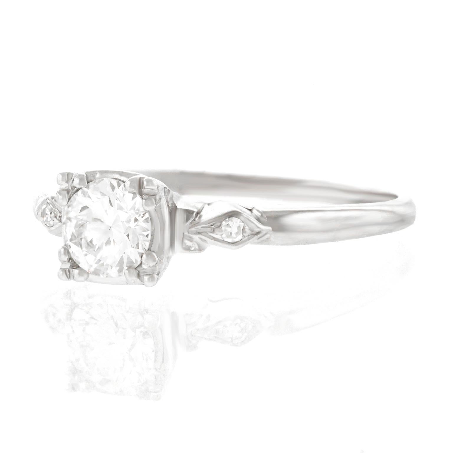 Round Cut Art Deco .50ct Diamond set Gold Engagement Ring