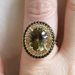 5.0 Carat Green Tourmaline & Canadian Diamond Double Halo Ring