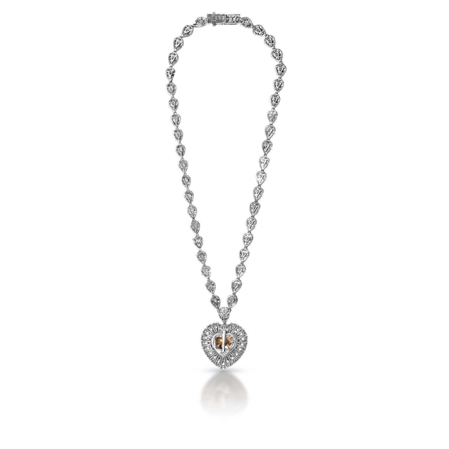 Heart Cut 50 Carat Heart Shape Diamond Pendant Necklace Certified B For Sale