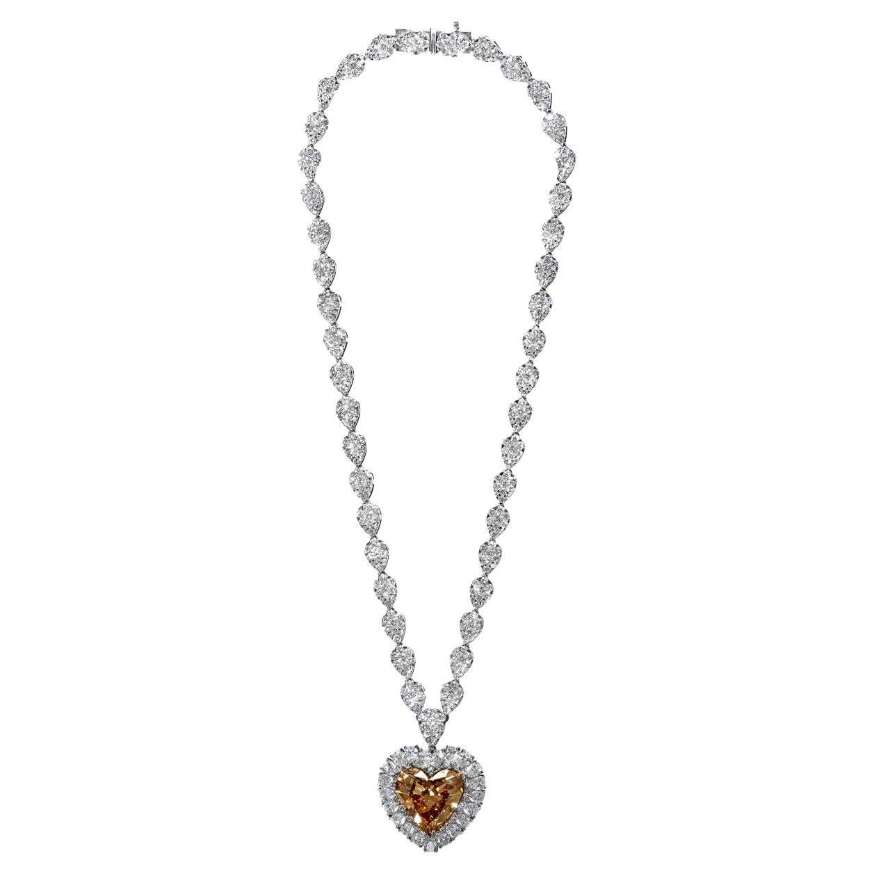 50 Carat Heart Shape Diamond Pendant Necklace Certified B
