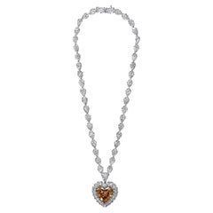 50 Carat Heart Shape Diamond Pendant Necklace Certified B