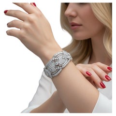 50 Carati Magnifico Bracciale di diamanti in platino Art Deco
