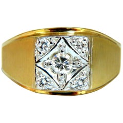 .50 Carat Men’s Diamond Ring 14 Karat Masculine Mod 5 Spade Deck