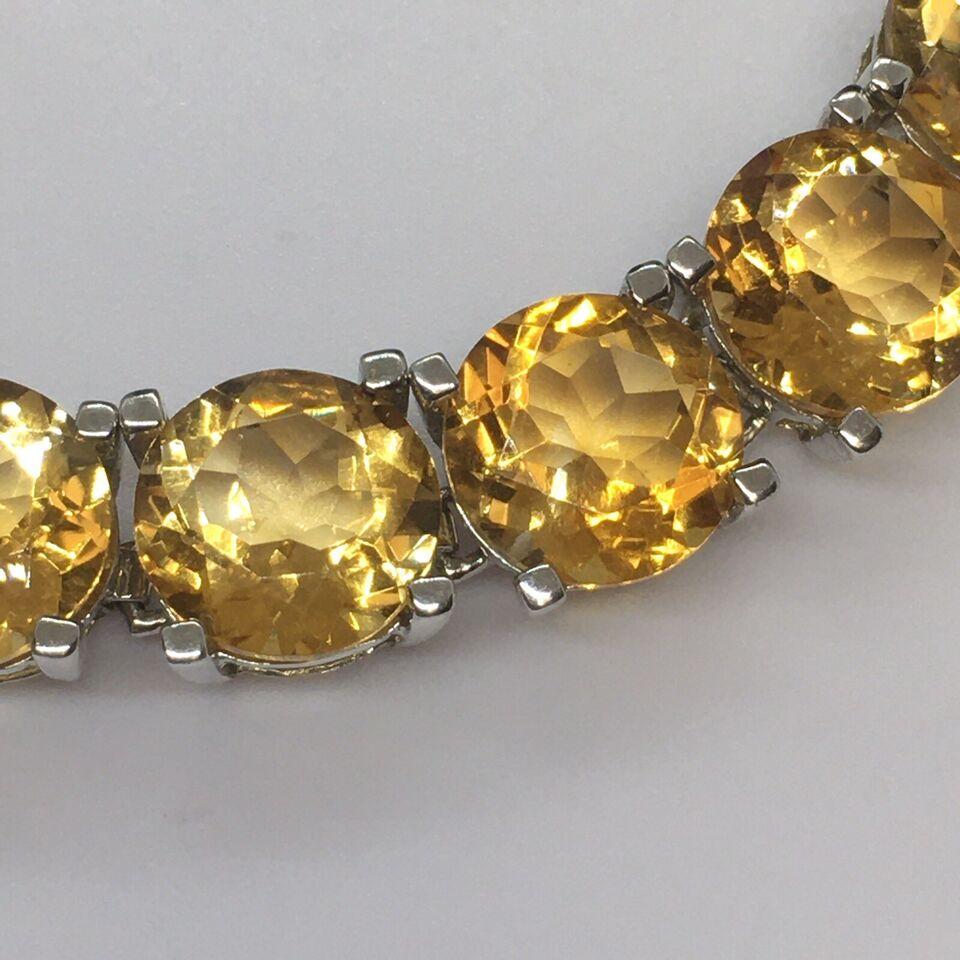 50 Carat Natural Citrine Lady's Tennis Bracelet Sterling Silver 10 mm 7.5 Inch In Good Condition For Sale In Santa Monica, CA