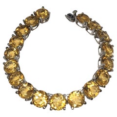 Bracelet tennis pour femme en argent sterling 10 mm 7,5 pouces avec citrine naturelle 50 carats