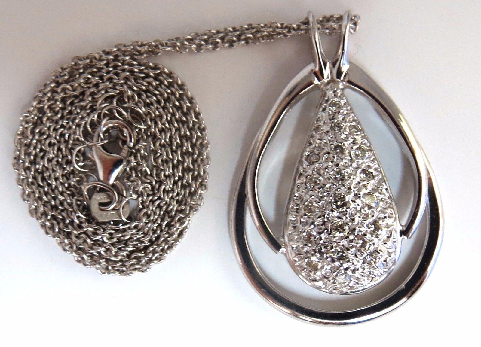 .50 Carat Natural Diamonds Pear Cluster Necklace 14 Karat For Sale 3