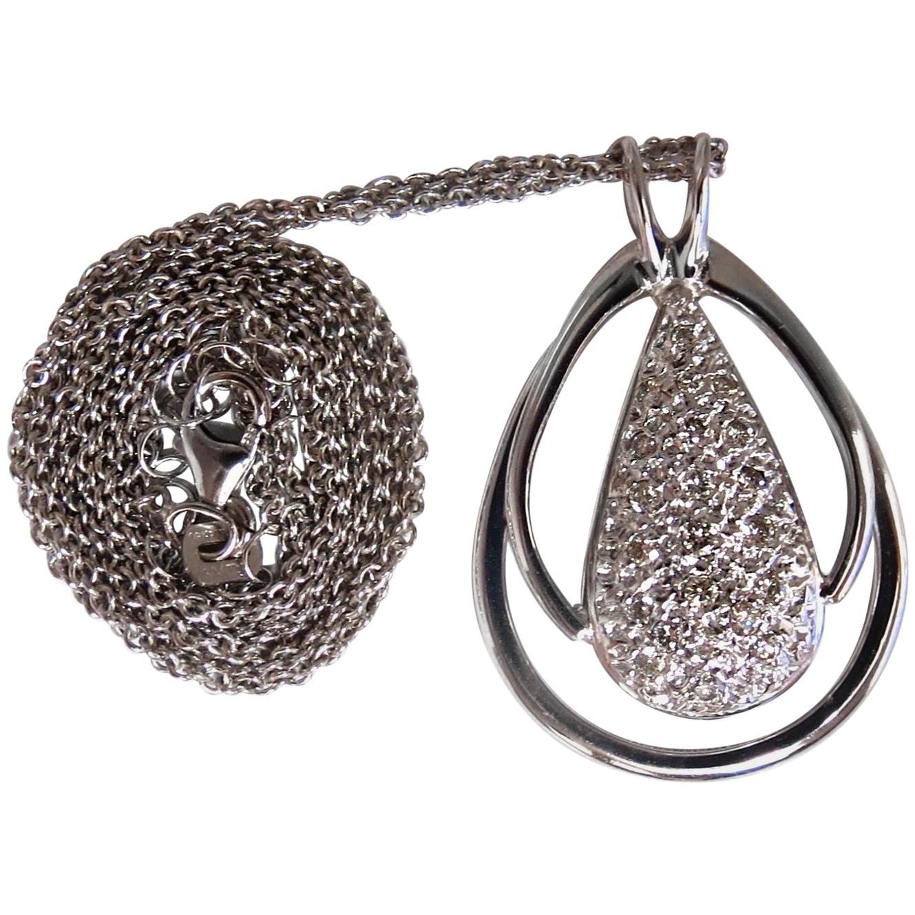 .50 Carat Natural Diamonds Pear Cluster Necklace 14 Karat