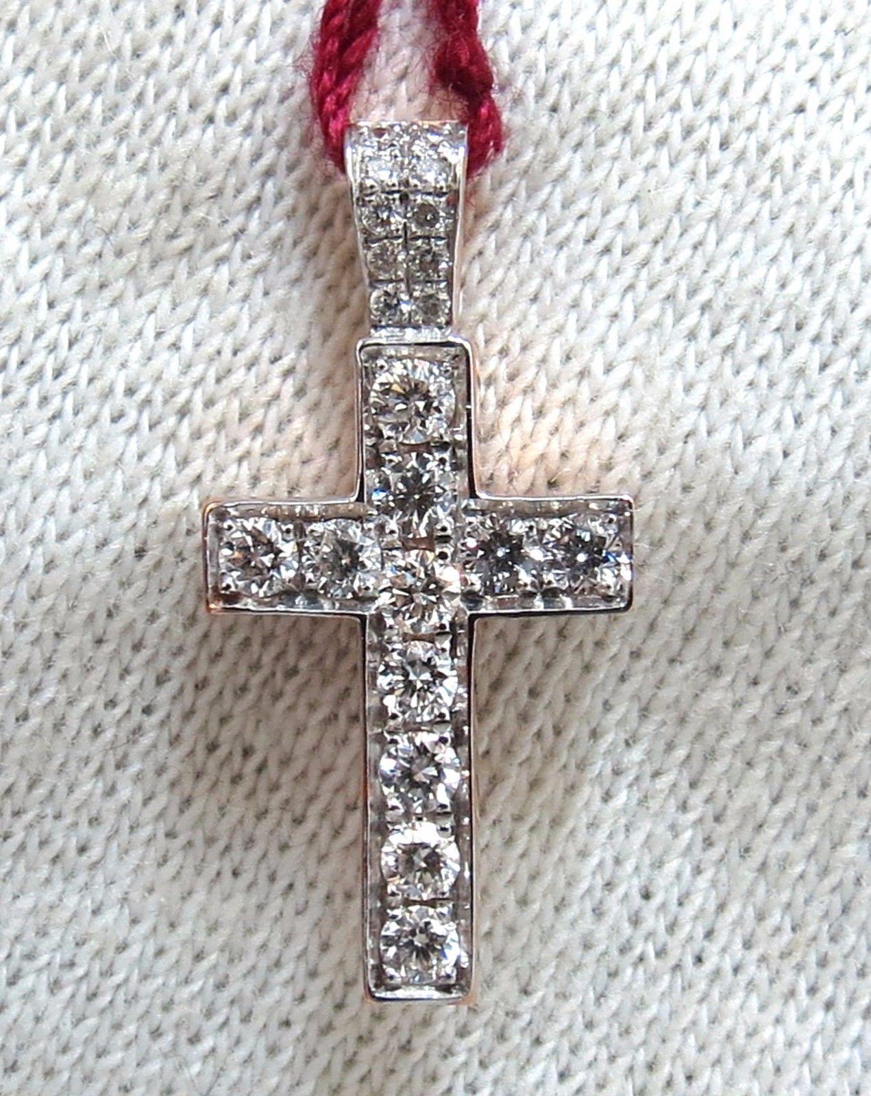 .50 Carat Natural Diamonds Rounds Cross Necklace 14 Karat Petite Class In New Condition For Sale In New York, NY