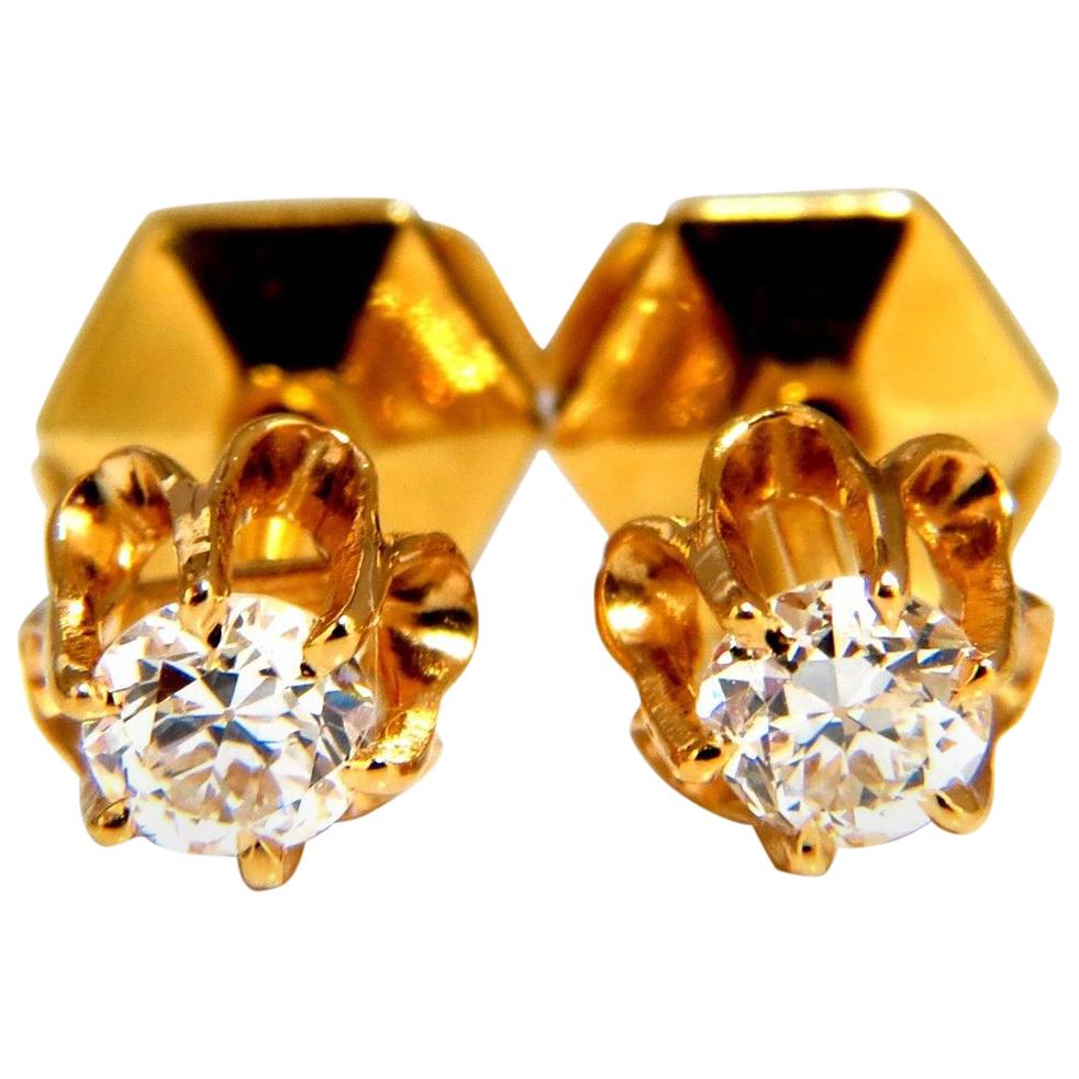 .50 Carat Natural Round Single Cut Diamond Stud Earrings 14 Karat Victorian For Sale