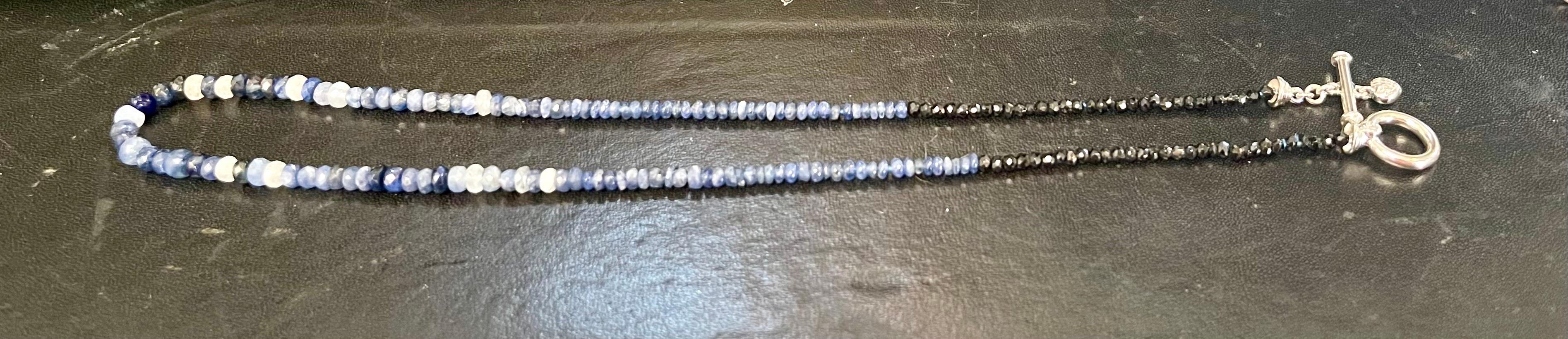 50 Carat Natural Sapphire Bead Single Strand Necklace with Diamond in 14 Kw Gold For Sale 1
