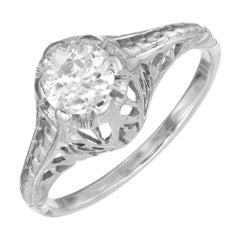 Bague de fiançailles Art déco en or filigrane avec diamant taille vieille Europe de 0,50 carat