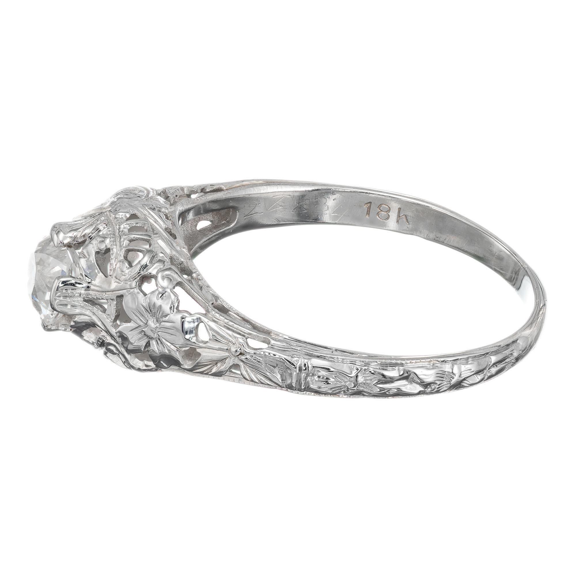 50 Karat Diamant-Verlobungsring aus Gold mit altem Minenschliff im Art déco-Stil im Zustand „Gut“ im Angebot in Stamford, CT