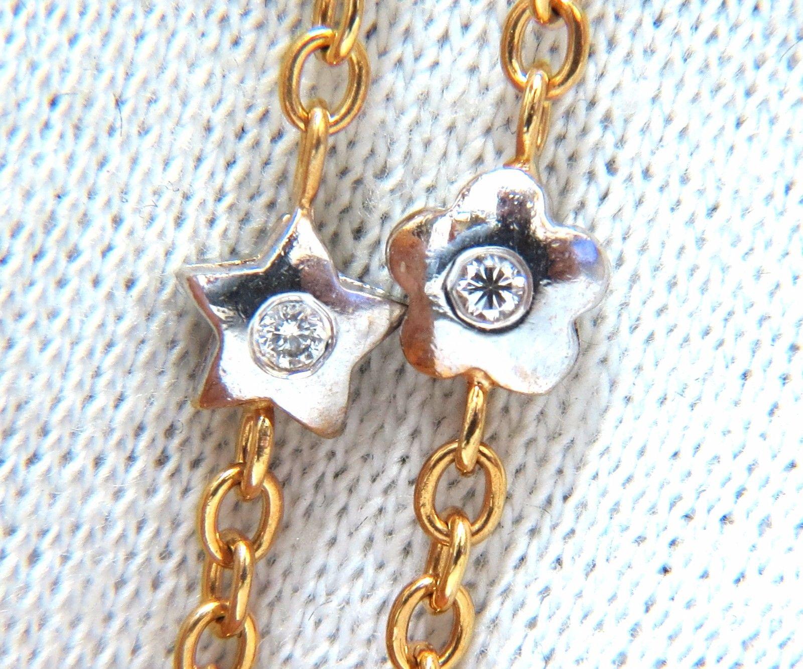 Round Cut .50 Carat Open Heart Diamonds Dangle Necklace 14 Karat G/Vs Stars and Heart
