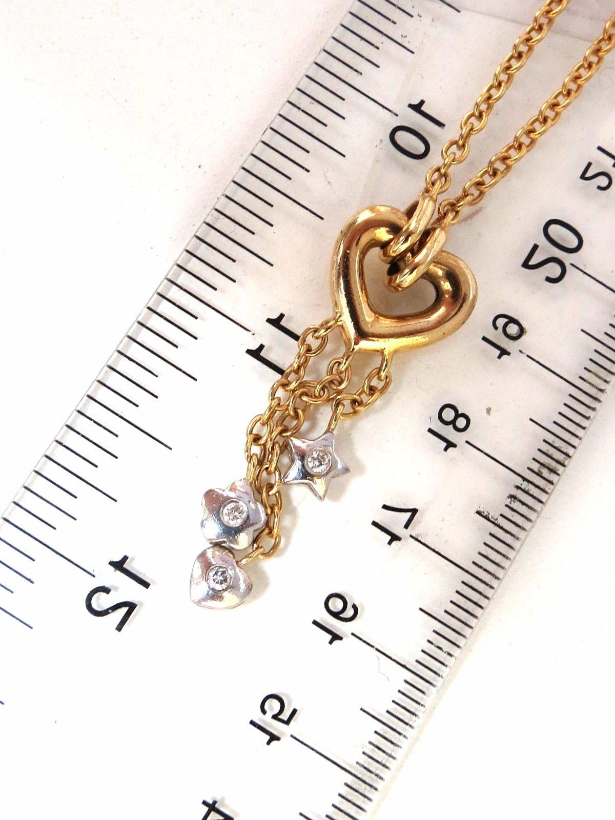 .50 Carat Open Heart Diamonds Dangle Necklace 14 Karat G/Vs Stars and Heart 1