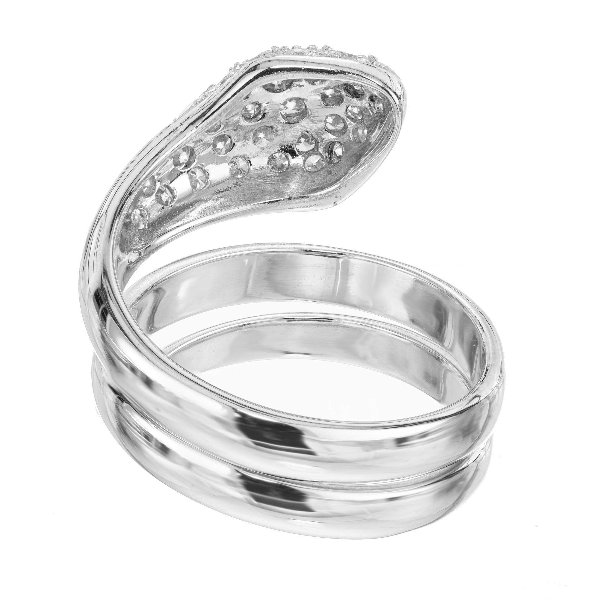.50 Carat Pave Diamond White Gold Wrap Snake Ring  In Good Condition For Sale In Stamford, CT