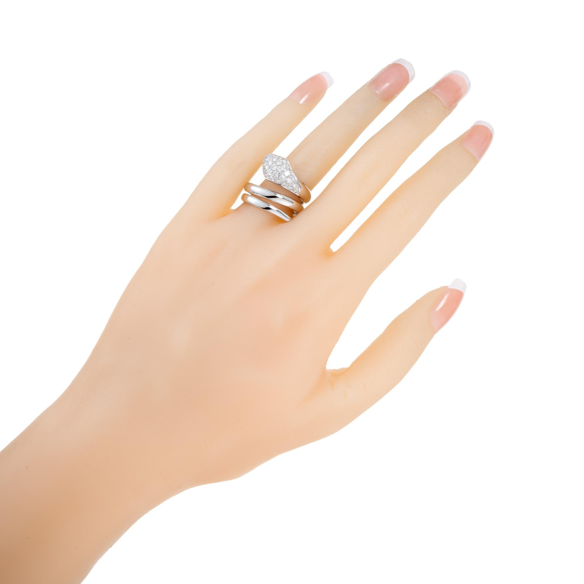 .50 Carat Pave Diamond White Gold Wrap Snake Ring For Sale 1