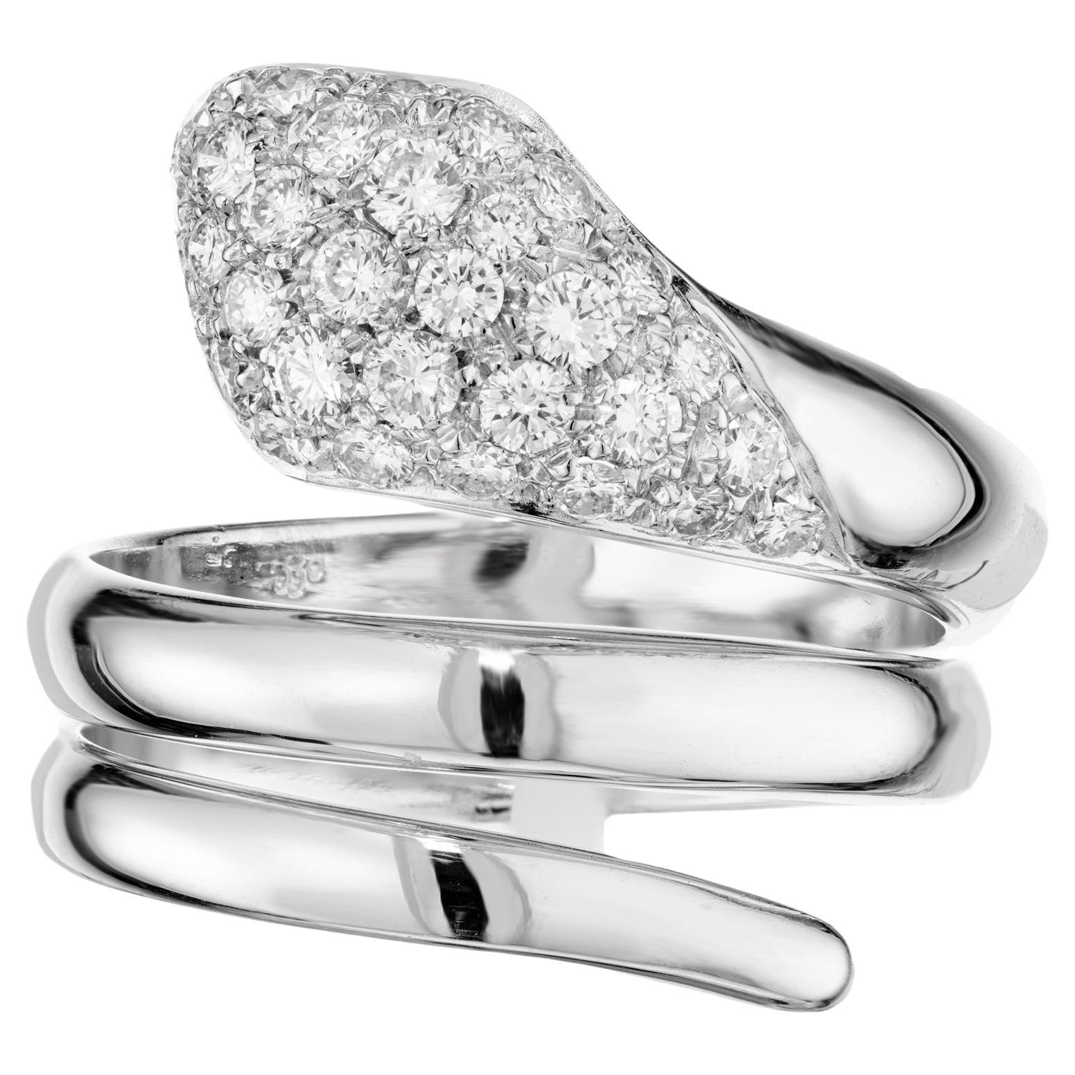 .50 Carat Pave Diamond White Gold Wrap Snake Ring For Sale