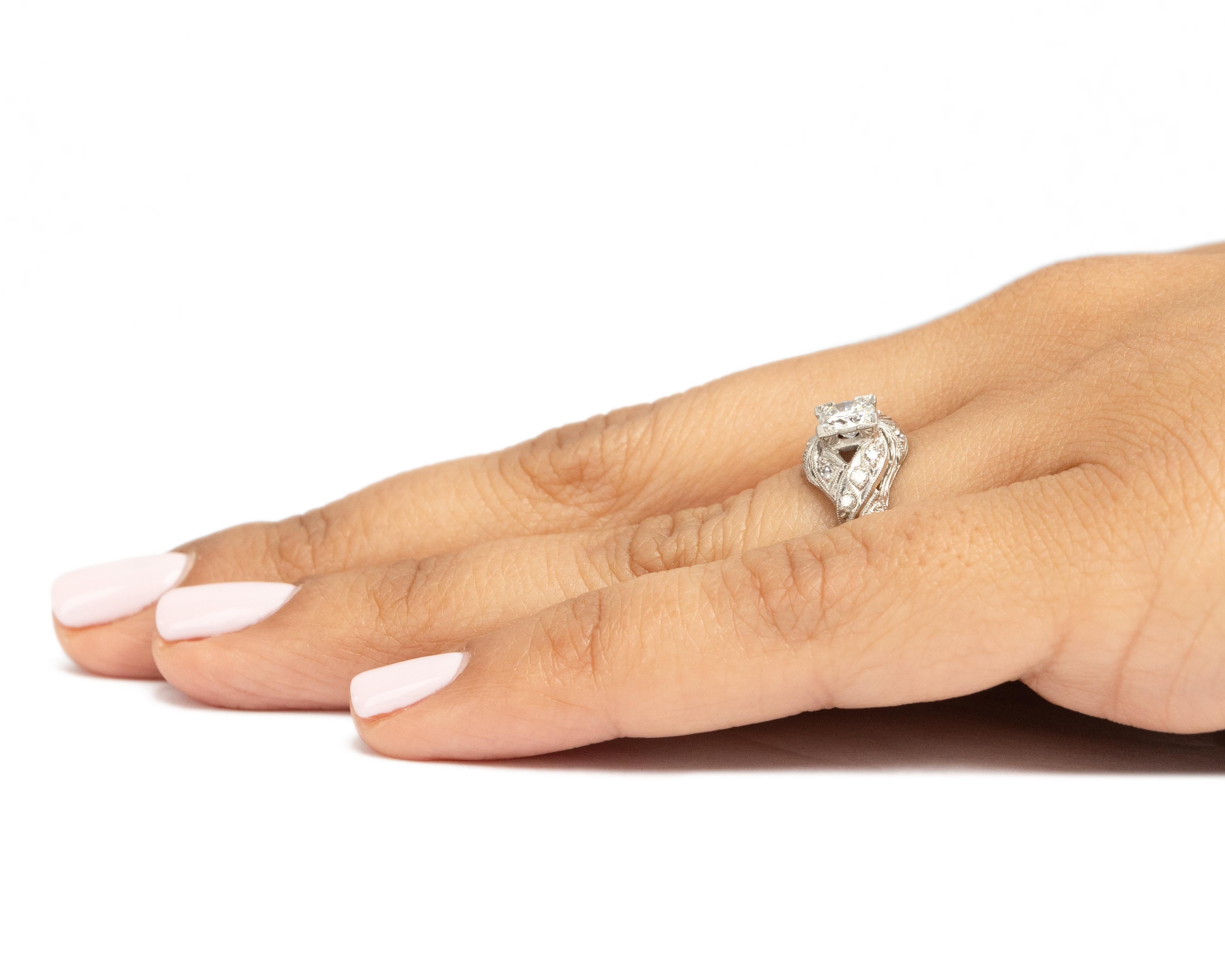 Art Deco .50 Carat Platinum Diamond Engagement Ring  For Sale