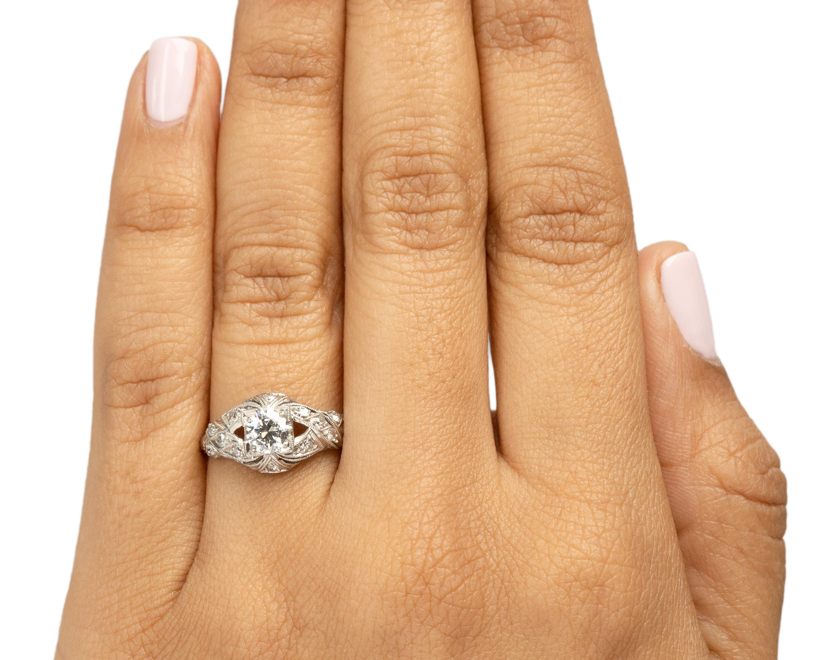 Old European Cut .50 Carat Platinum Diamond Engagement Ring  For Sale