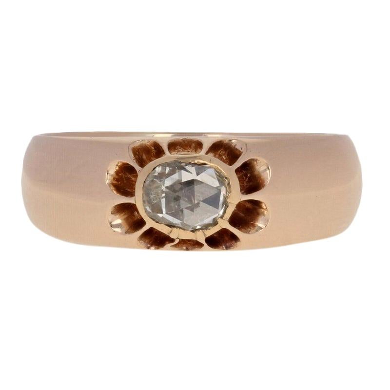 .50 Carat Rose Cut Diamond Georgian Ring, 14 Karat Rose Gold Men's Antique