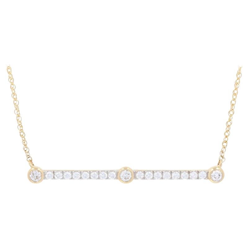 .50 Carat Round Brilliant Diamond Bar Necklace, 14 Karat Yellow Gold