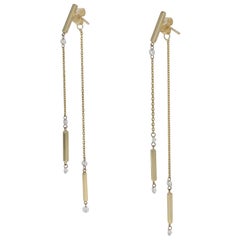 .50 Carat Round Brilliant Diamond Front-Back Earrings, 14k Gold Pierced Dangles