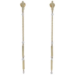 .50 Carat Round Brilliant Diamond Front-Back Earrings, 14k Gold Pierced Dangles