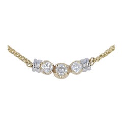 .50 Carat Round Brilliant Diamond Necklace 14 Karat Yellow Gold Wheat Chain