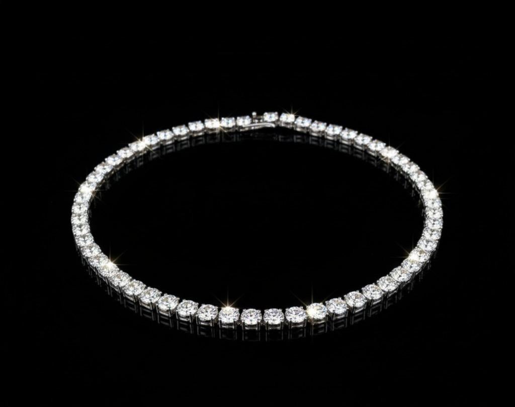 Collier de tennis en or blanc 18 carats et diamants ronds et brillants de 50 carats Neuf - En vente à Chicago, IL