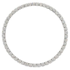 50 Carat Round Brilliant Diamond Tennis Chain Necklace in 18K White Gold