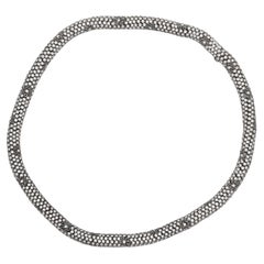 50 Carat Round Cut Diamond Cylinder Undulating Necklace in 18k