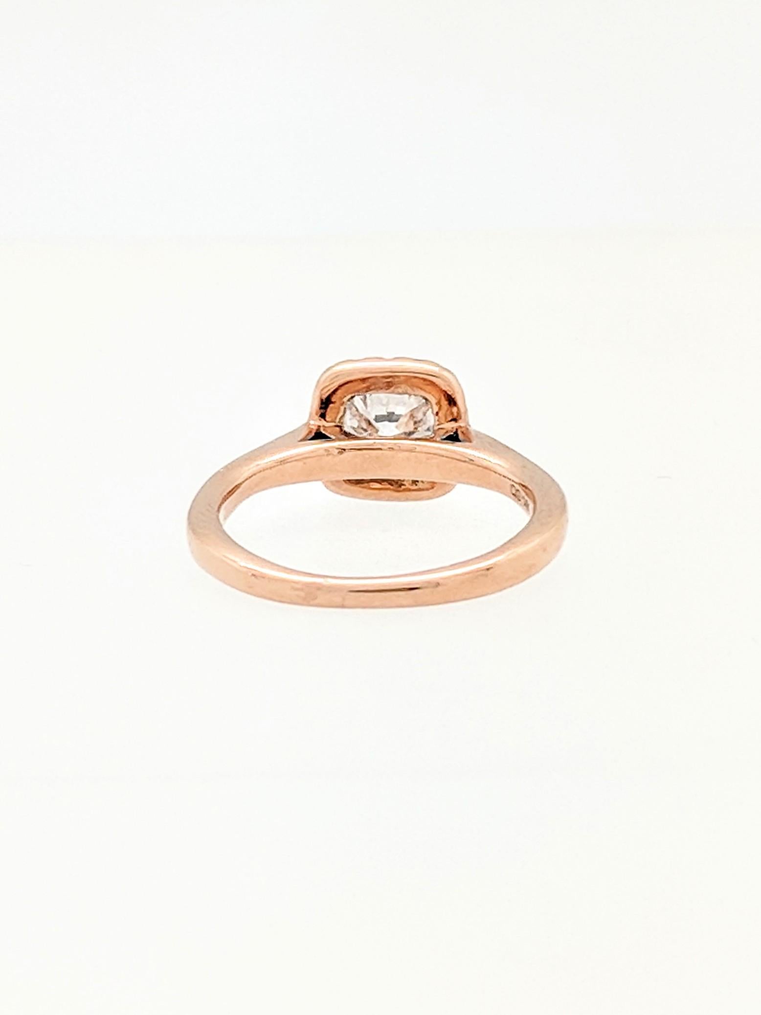 .50 Carat Round Diamond 14 Karat Rose Gold Diamond Halo Engagement Ring For Sale 2