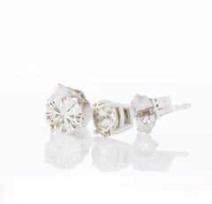 .50 Carat Round Diamond Earrings  14K White Gold  Elegant & Timeless