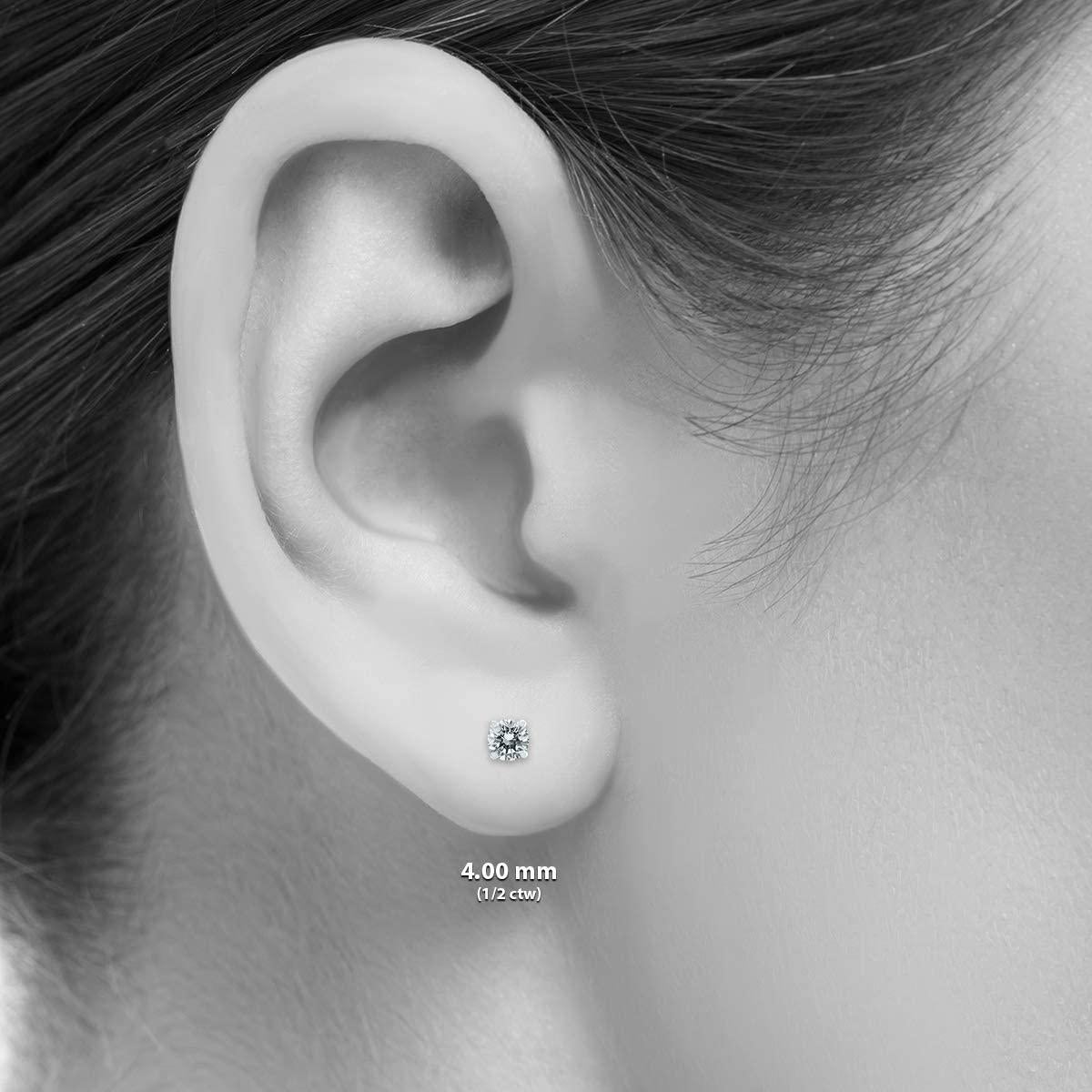Contemporain Boucles d'oreilles diamant rond de 0,50 carat  Or blanc 14K  Elegance et Timeless en vente