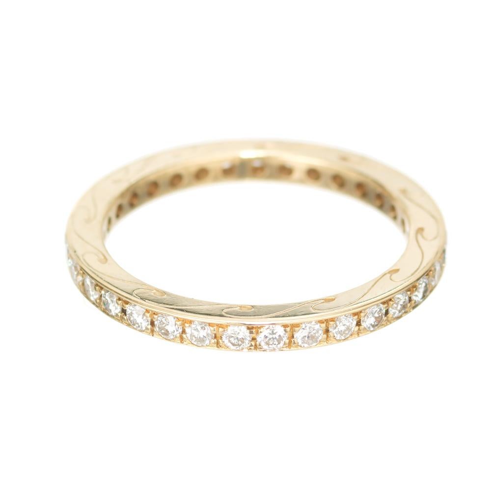.50 Carat Round Diamond Yellow Gold Eternity Wedding Band Ring In Excellent Condition For Sale In Stamford, CT