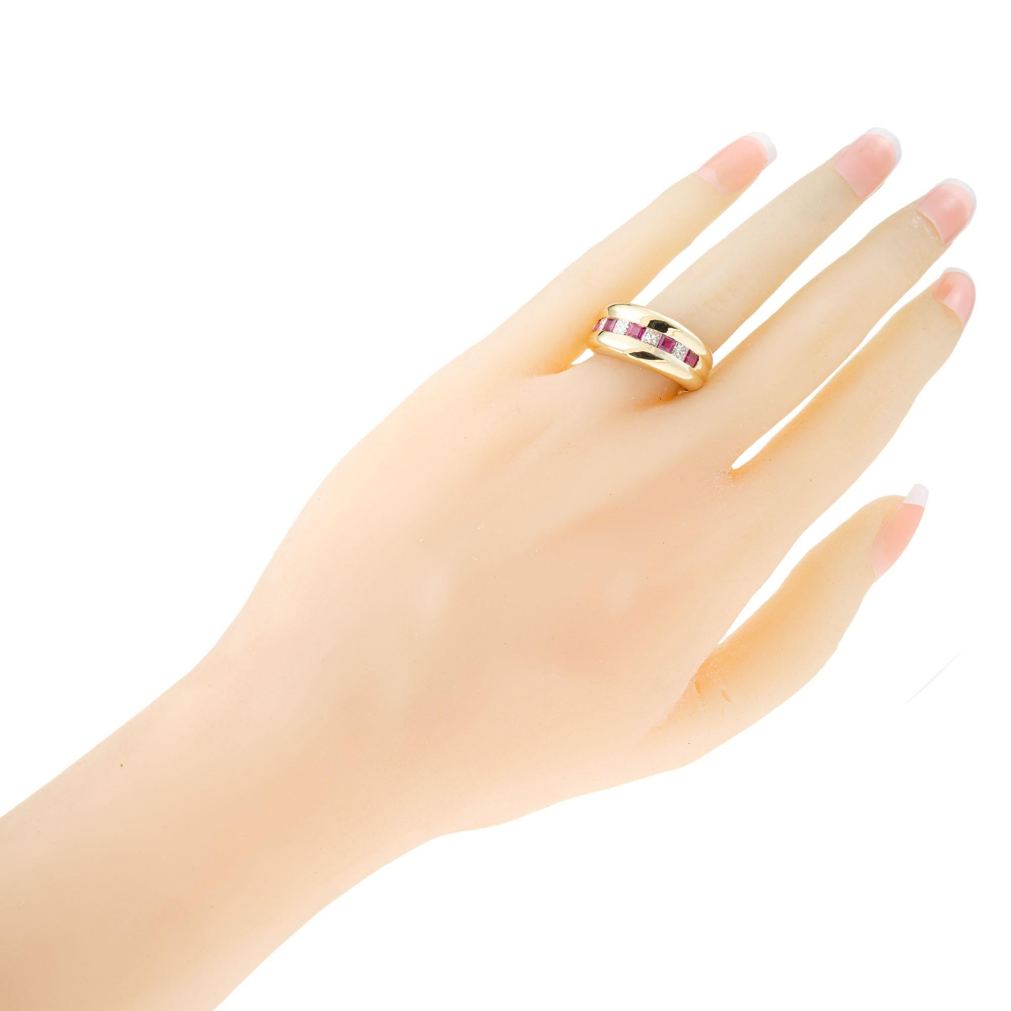 .50 Carat Ruby Diamond Yellow Gold Dome Ring For Sale 2