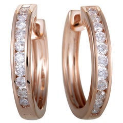 .50 Carat Small 14 Karat Rose Gold Diamond Hoop Earrings
