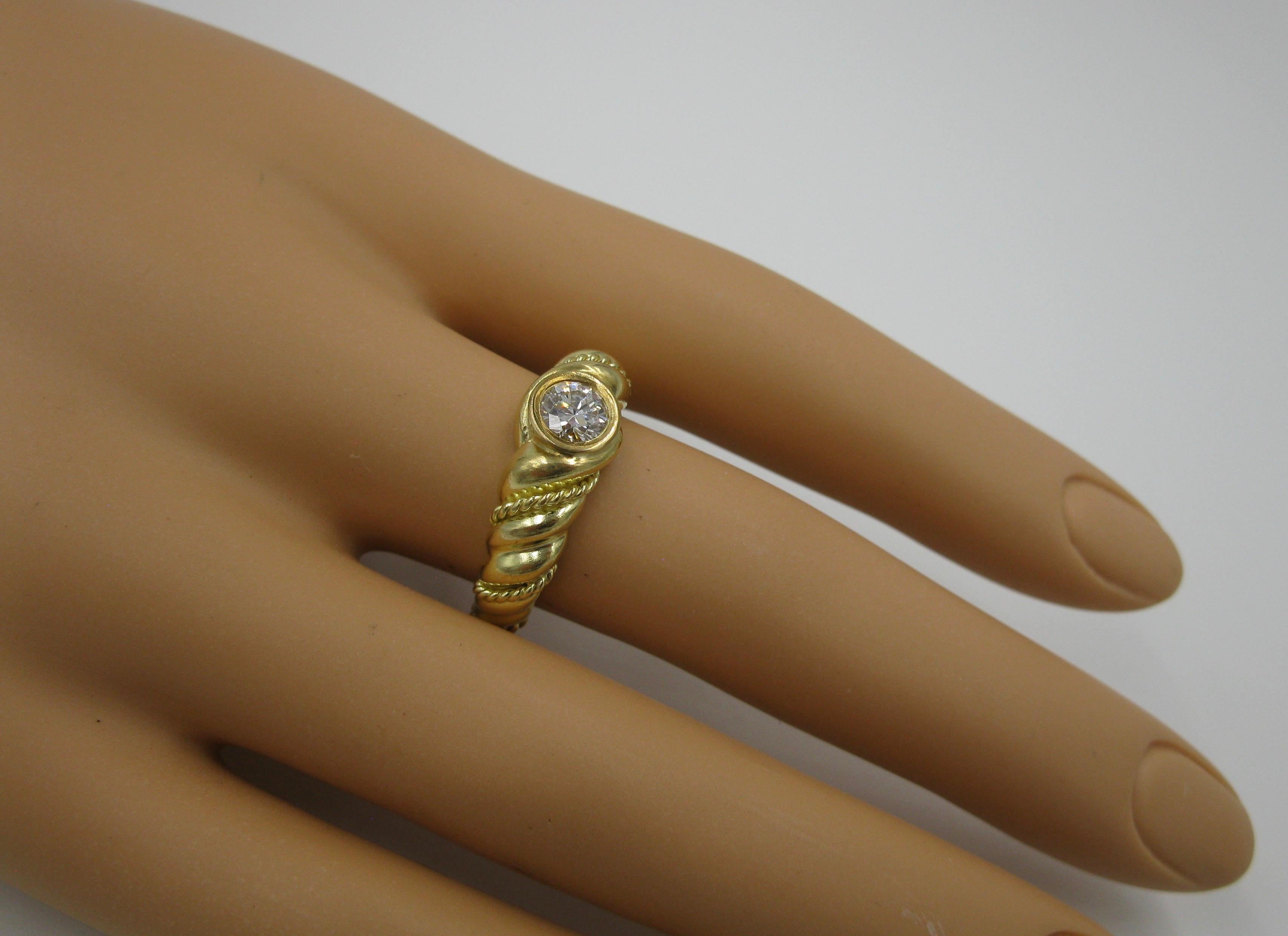 Contemporary .50 Carat Tiffany & Co. Diamond Ring Engagement Ring E Color 18 Karat Gold