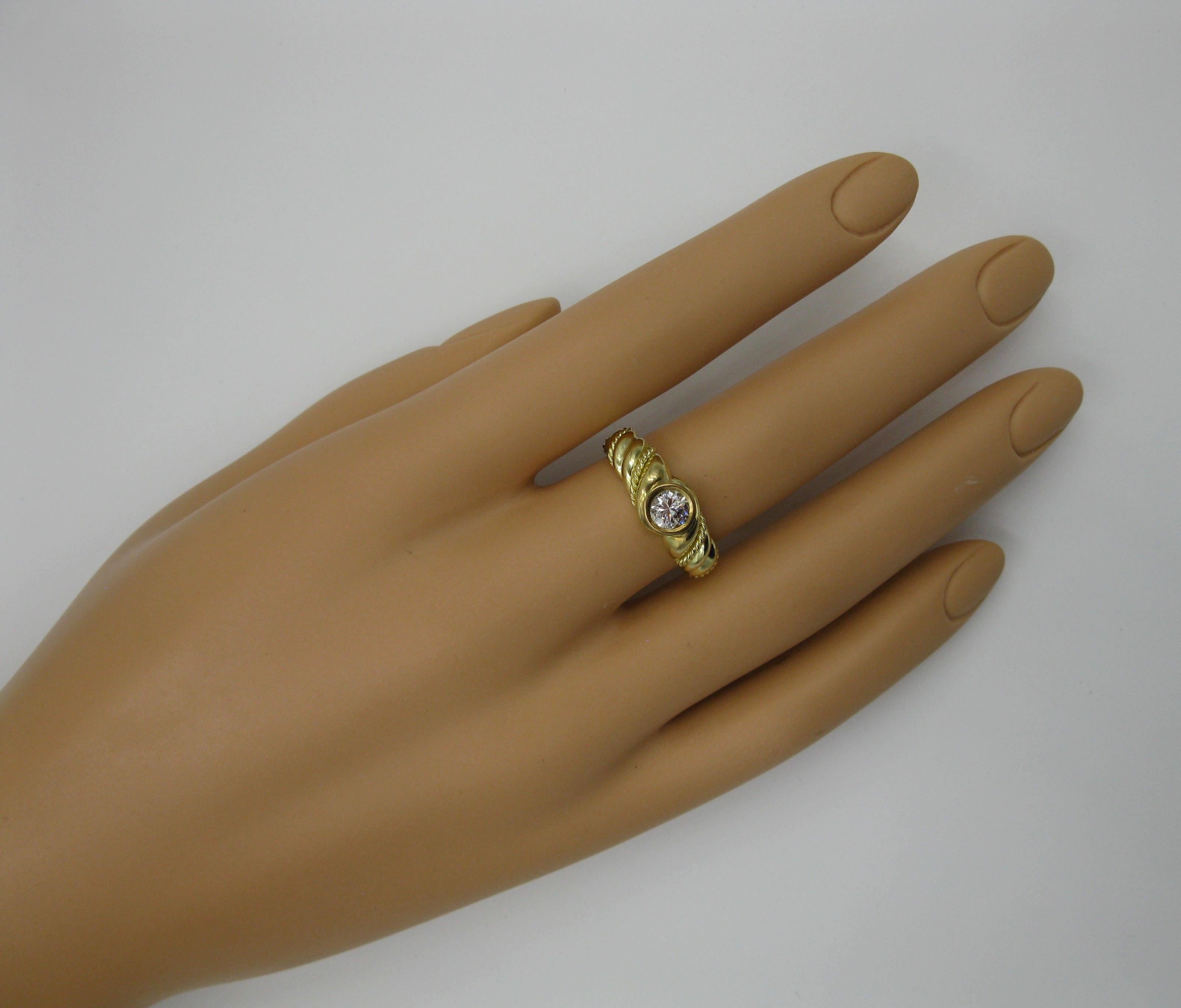 Round Cut .50 Carat Tiffany & Co. Diamond Ring Engagement Ring E Color 18 Karat Gold