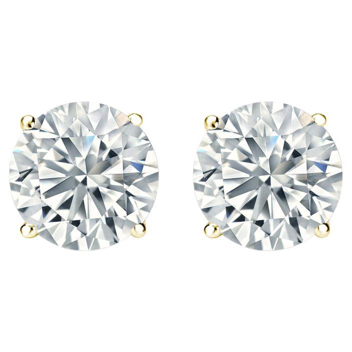 .50 Carat Total Diamond Four Prong Stud Earrings in 14k Yellow Gold