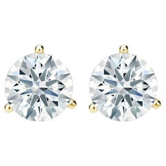 Clous d'oreilles à trois griffes en or jaune 14 carats avec diamants de 0,50 carat au total			