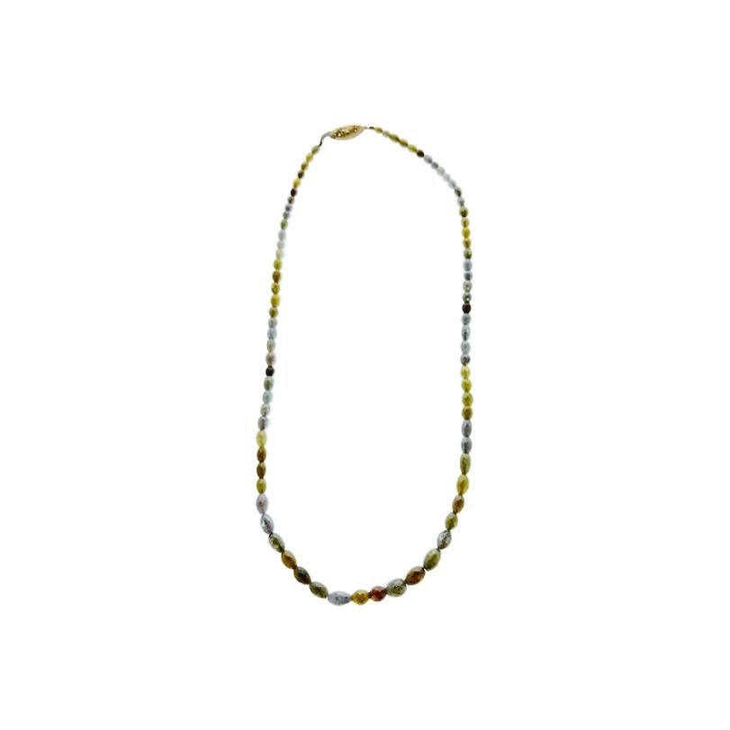 50 Carat Total Multi-Color Diamond Briolette Necklace in 14 Karat Yellow Gold For Sale